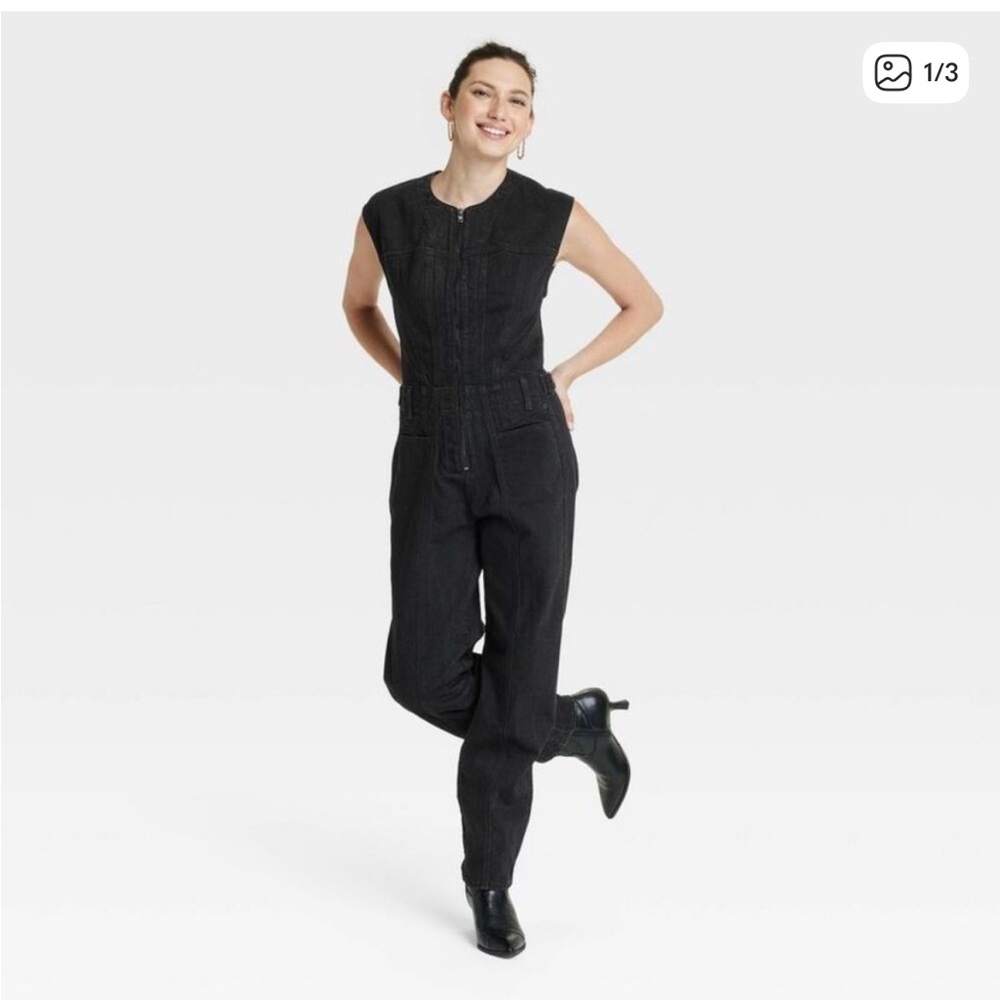 🔴 Universal Thread Charcoal Denim Jumpsuit